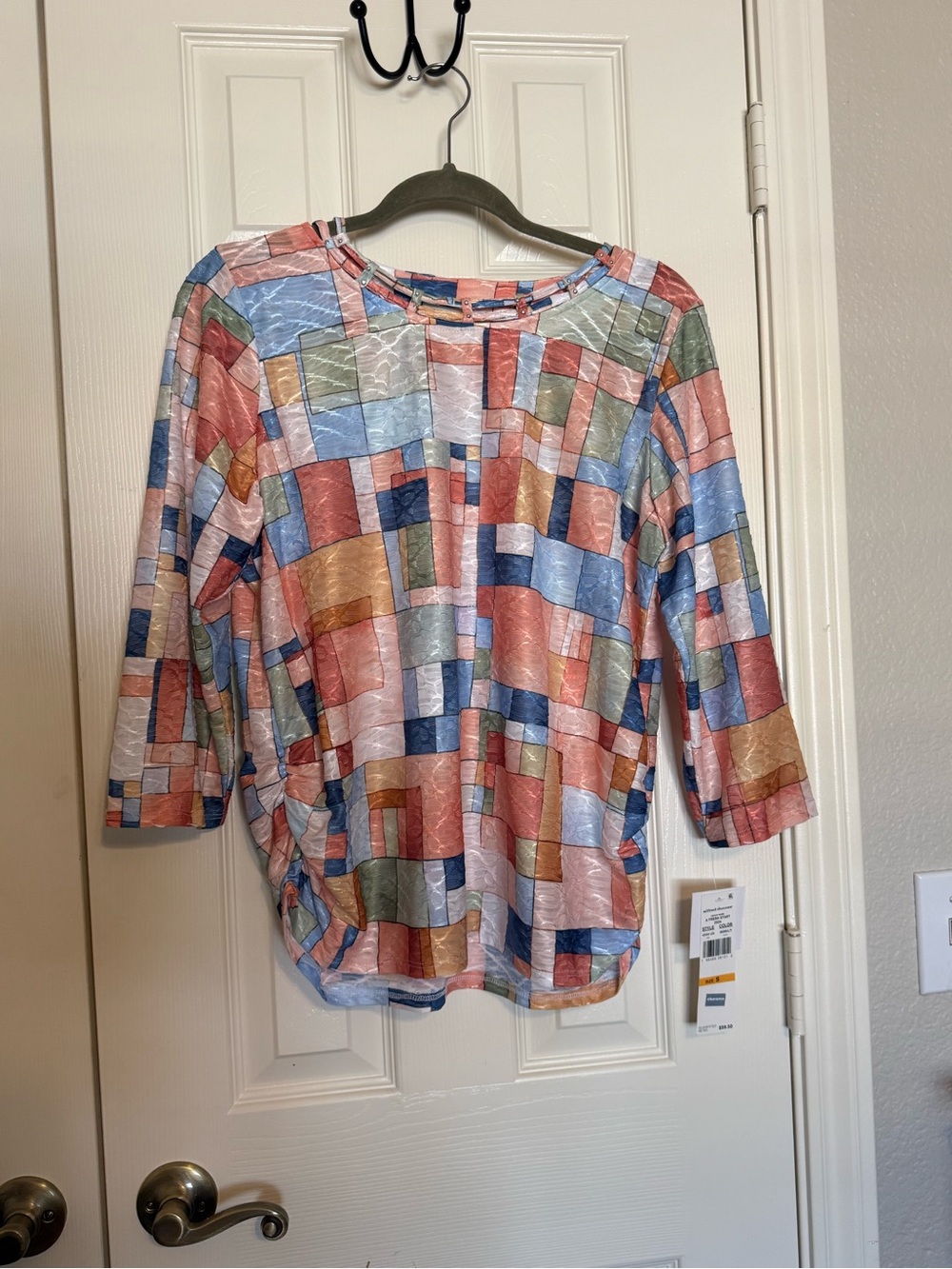 Patterned Multi-Color Women's Boatneck Top